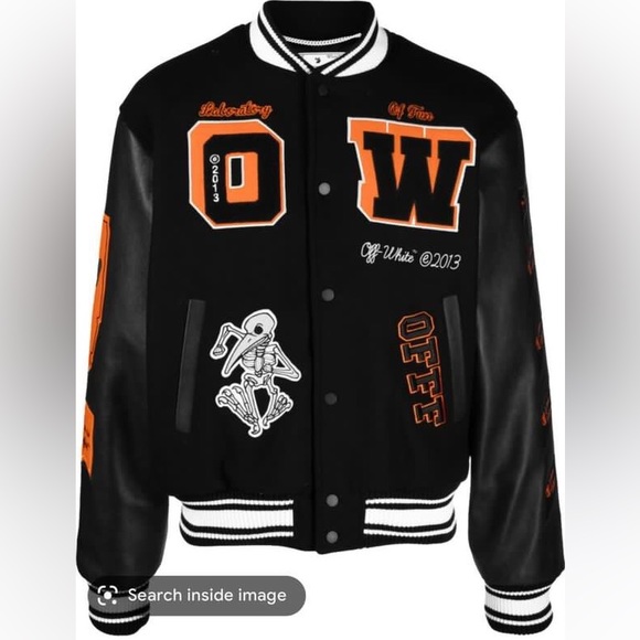 Jackets & Coats Rare Offwhite Leather Varsity Jacket Poshmark